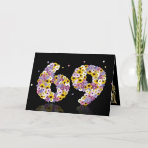69.ª tarjeta de cumpleaños con letras floridas