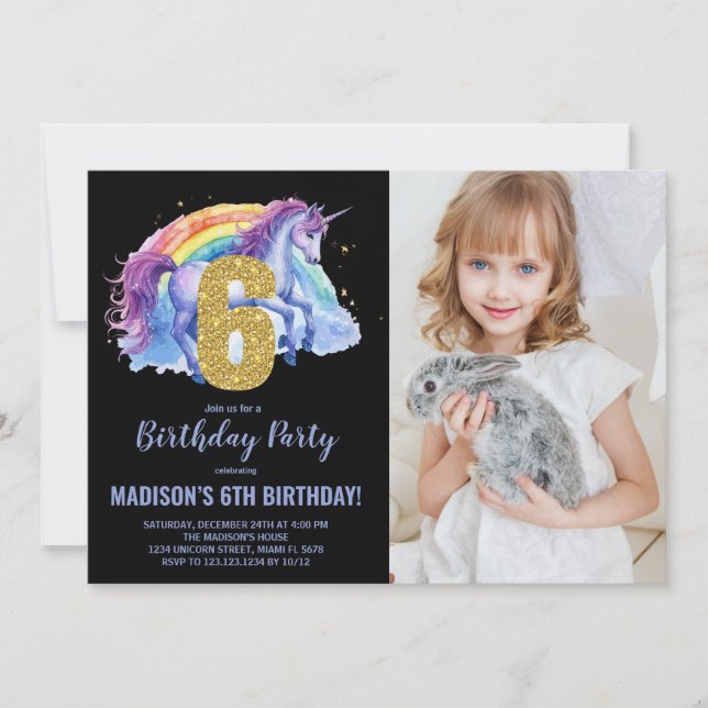 6.ª foto de invitaciones de cumpleaños de Rainbow  (Anverso)