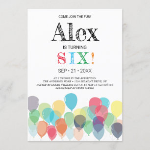 6.ª invitación a la fiesta de los globos de cumple