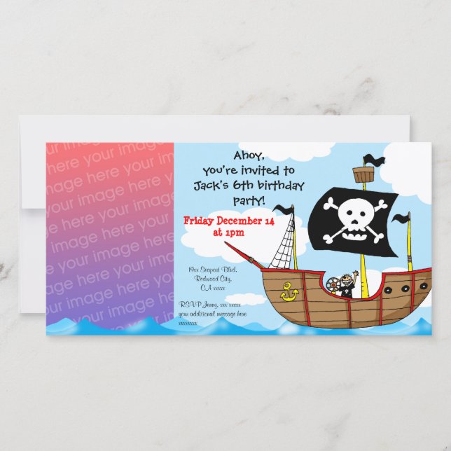 6.ª invitación a la fiesta de niños de cumpleaños (Anverso)