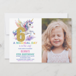 6.ª invitación a los cumpleaños de Rainbow Unicorn