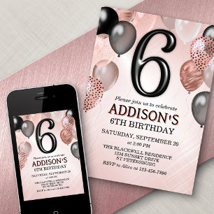 6.ª invitación a los globos de oro Rosa de cumplea