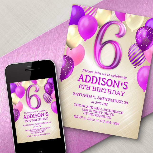 6.ª invitación a los globos rosados (Subido por el creador)