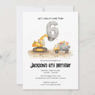 6.ª Invitación de cumpleaños del niño de la constr