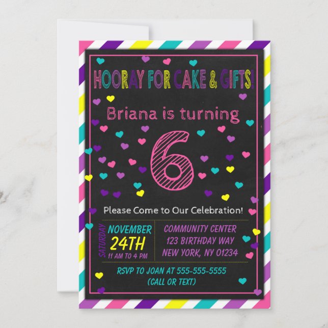 6.ª invitación de cumpleaños para una fiesta de cu (Anverso)