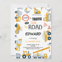 6.ª invitación de un niño de construcción de cumpl