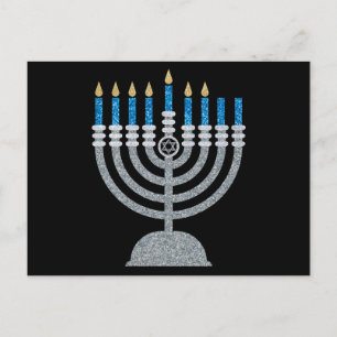 6.ª postal de la noche de Hanukkah Purpurina