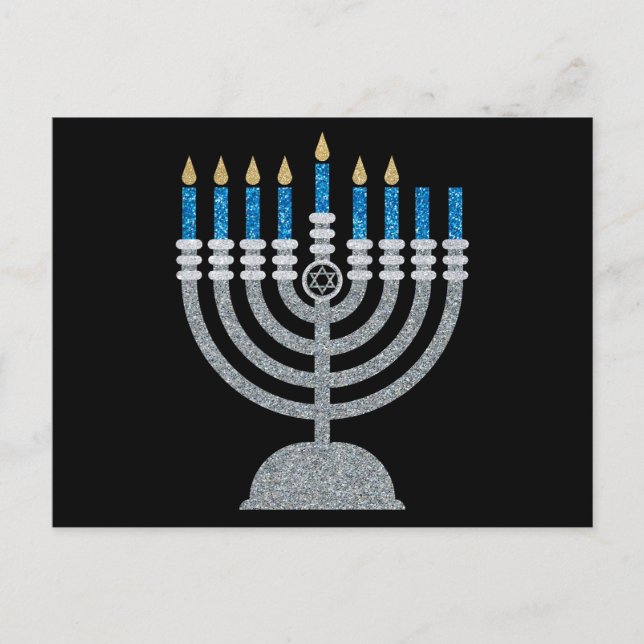 6.ª postal de la noche de Hanukkah Purpurina (Anverso)