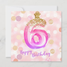 6.ª Tarjeta de Chica Pink Purple Gold Birthday