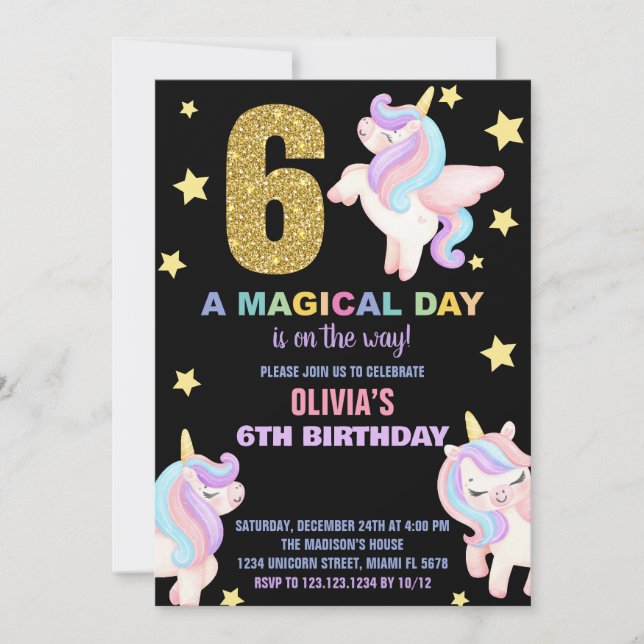 6.ª volante de invitaciones a cumpleaños de Rainbo (Anverso)