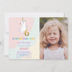 6.º cumpleaños de Unicornio invitaciones de cumple