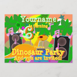 6.º cumpleaños Guay Dinosaur DJ Party Invitaciones