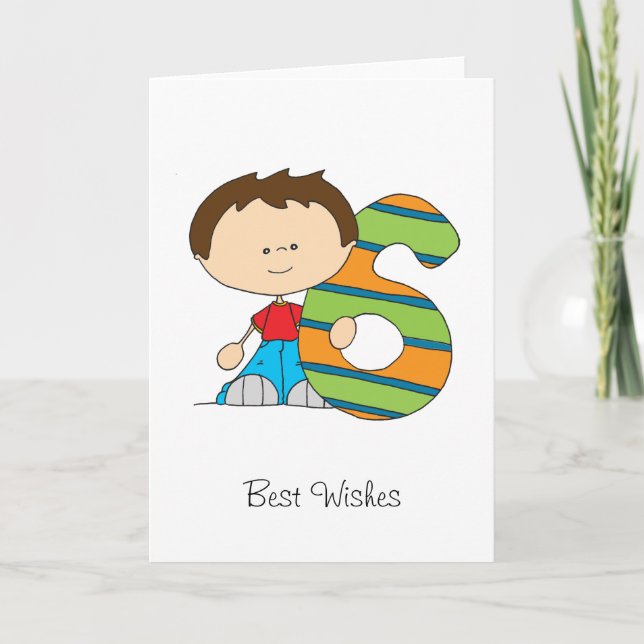 6.º cumpleaños - Tarjeta de felicitación - niño (Anverso)