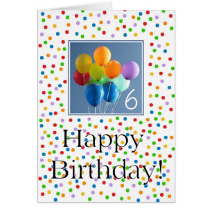 6.º globo coloreado con tarjeta de cumpleaños