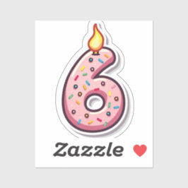 6.º Pegatina de cumpleaños