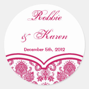 6 - 3" Pegatinas favoritos Fusia White Damask Lace