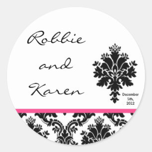 6 - 3" Pegatinas favoritos Lace Damask Black Hot P