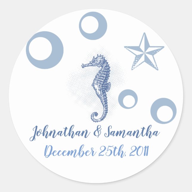 6 - 3" Pegatinas favoritos Marahorse Sea Ocean Bea (Anverso)