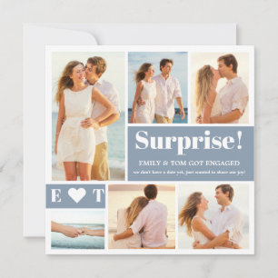 6 Anuncio de compromiso de collage de fotos azul p