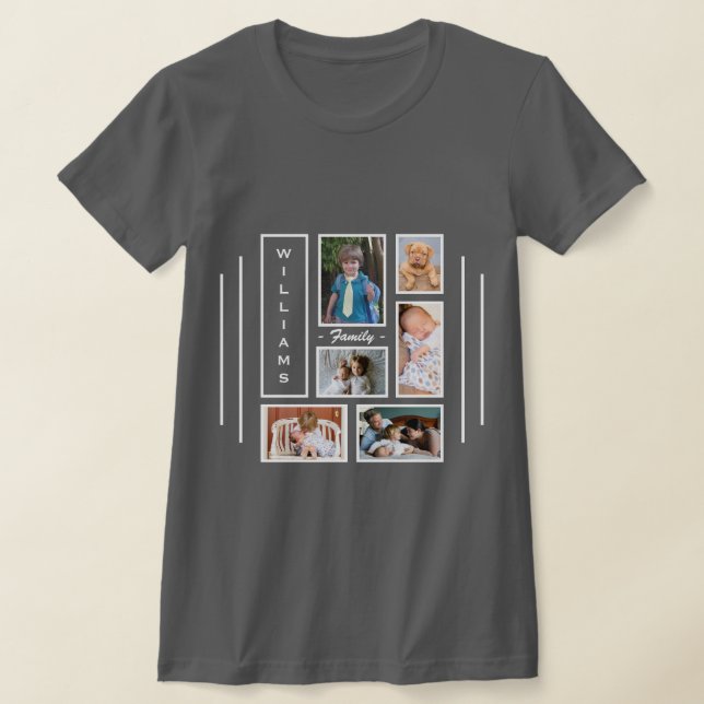 6 Camiseta gris personalizada de Collage de fotos (Distribución)