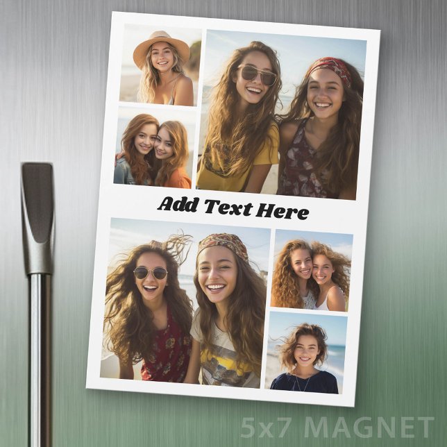 6 Collage de Fotos con Texto - Imán de Nevera (Photo Magnet Sheet - 5 inches x 7 inches)