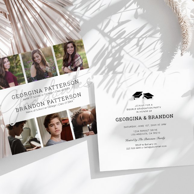 6 Collage de fotos Invitación a graduación conjunt (Subido por el creador)