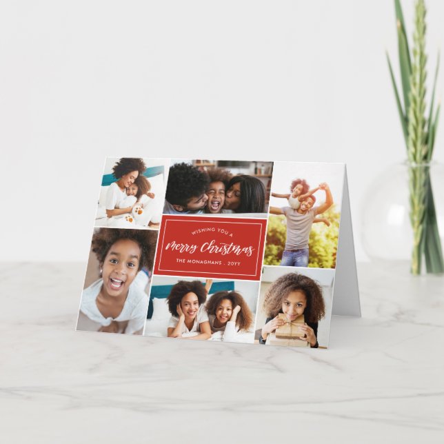 6 Collage de fotos | Navidad de Cuadro Verde (Anverso)