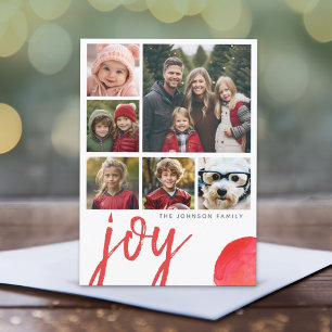 6 Foto Alegría Feliz Navidad Mínimo Acuarela rojo