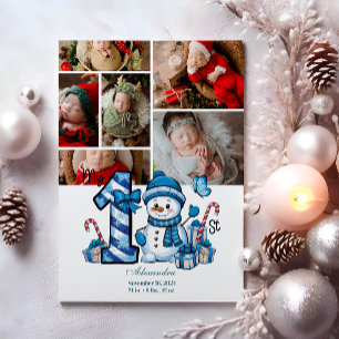 6 Fotografía Azul Snowman Primera Navidad