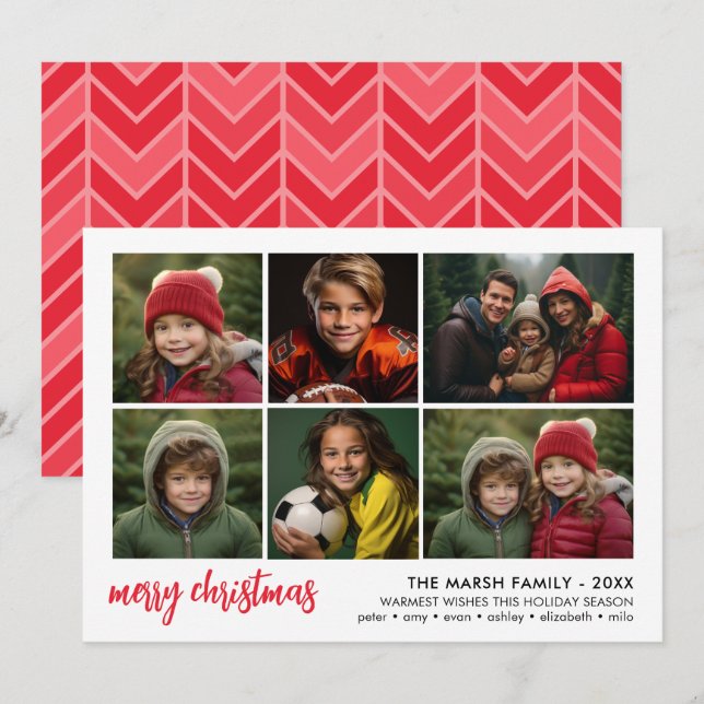 6 Fotos Script Feliz Navidad - Borde Blanco Rojo (Anverso / Reverso)