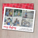 6 Guión fotográfico Feliz Navidad - Azulejos de bo<br><div class="desc">DISEÑO FRONTAL: Un collage de 6 fotos en una simple cuadrícula para destacar muchas fotos del año pasado. La cuadrícula de fotos incluye 4 fotos cuadradas y 2 fotos horizontales. Un estilo moderno para una tarjeta de fotos de vacaciones con acentos de color rojo y "navidad navideña" con un gran...</div>