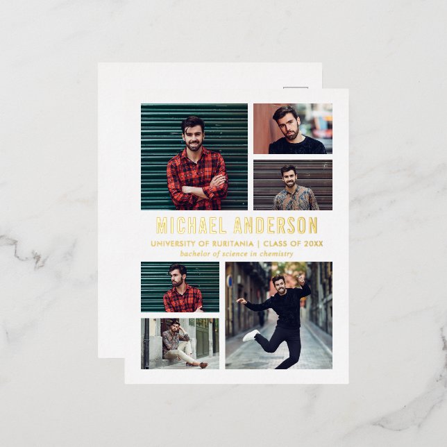 6 Invitación de graduación de pizarra fotográfica (Anverso/Reverso)