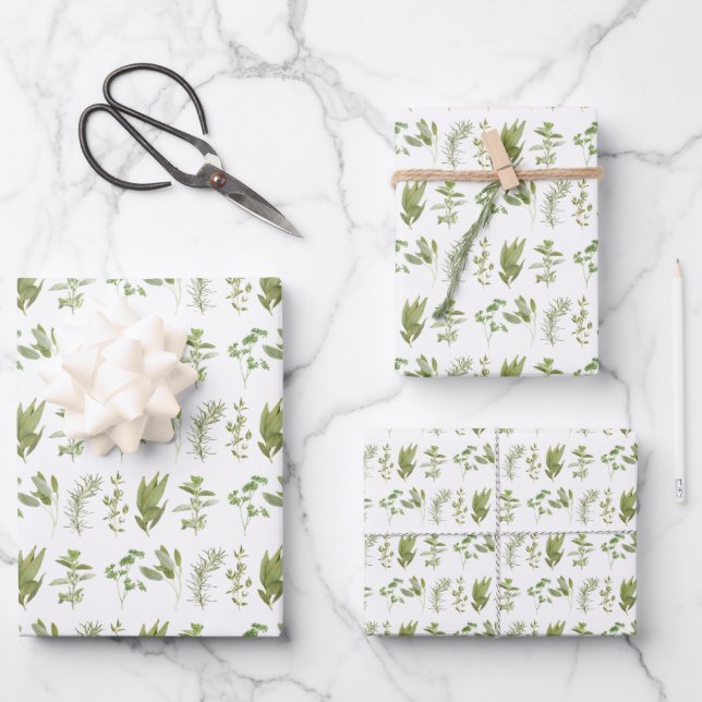 6 Papel de envolvimiento de hojas planas HERBS FRE (Anverso)