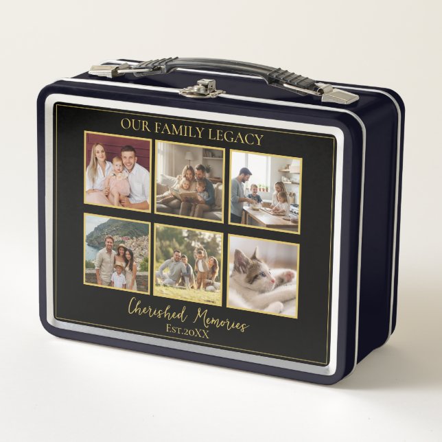 6 Photo Collage Elegant Keepsake Tin Box (Anverso)