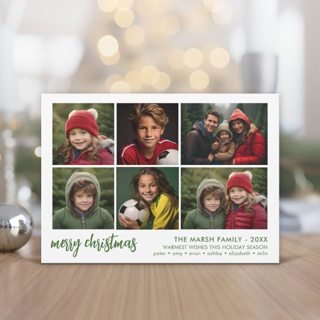 6 Script de Navidad Feliz - Borde Blanco (Modern, minimal Holiday Greeting Card)