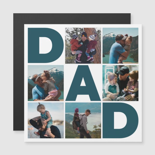 6 Tarjeta magnética de Collage de fotos papá (Anverso/Reverso)