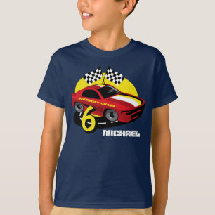 6ta camisa del cumpleaños del coche de carreras