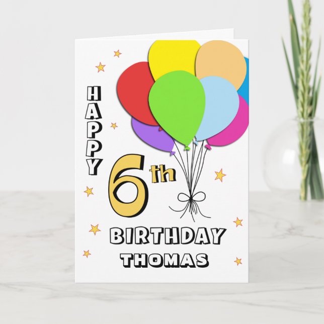 6ta tarjeta de cumpleaños llenada globo (Anverso)
