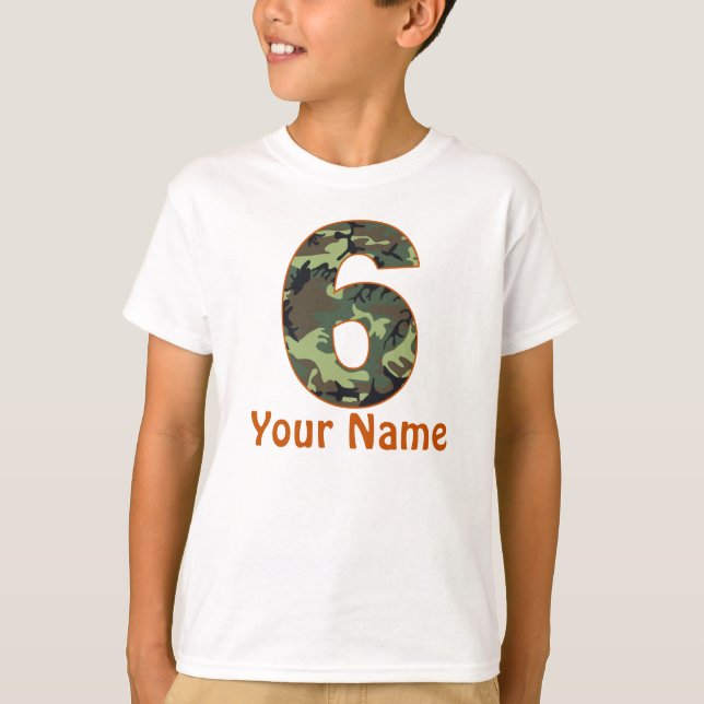 6to Camisa personalizada cumpleaños de Camo (Anverso)
