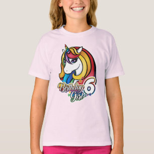 6to Camiseta del unicornio del cumpleaños para la