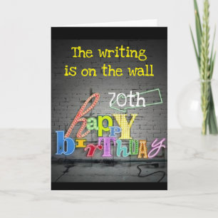 **70º CUMPLEAÑOS ESCRIBIENDO EN LA PARED" Tarjeta