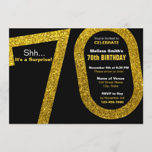 70º Purpurina de Oro Invitación al cumpleaños