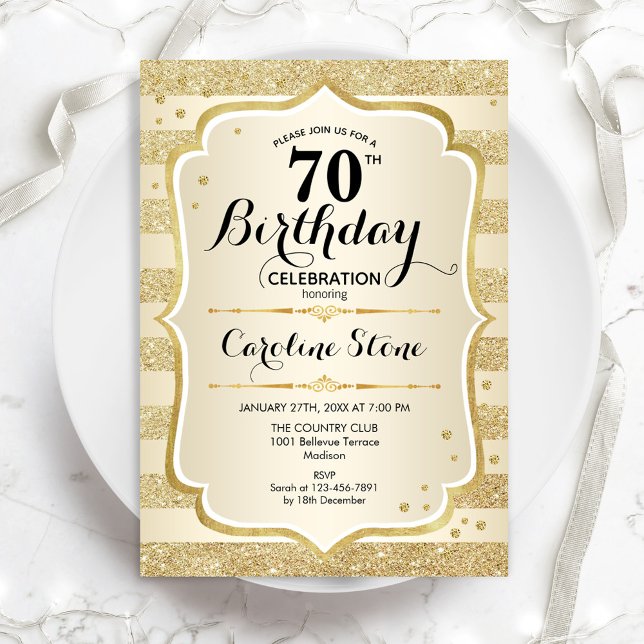 70.ª fiesta de cumpleaños - Invitación de oro (Subido por el creador)