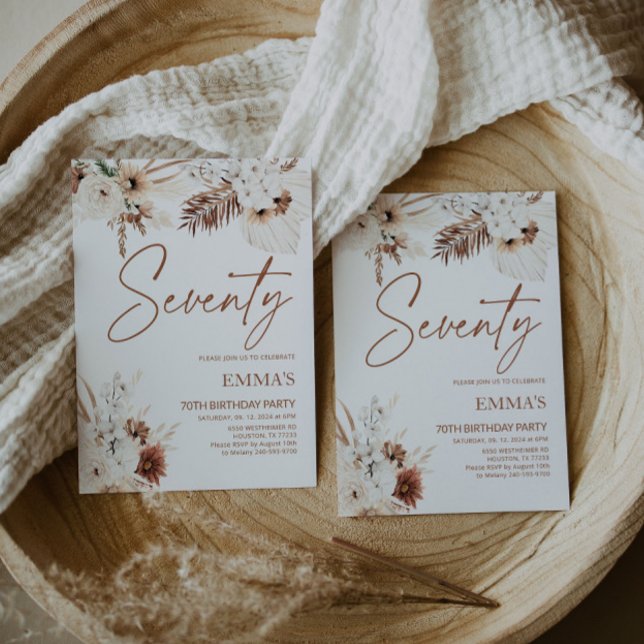 70.ª invitación a cumpleaños Boho Pampas (Subido por el creador)