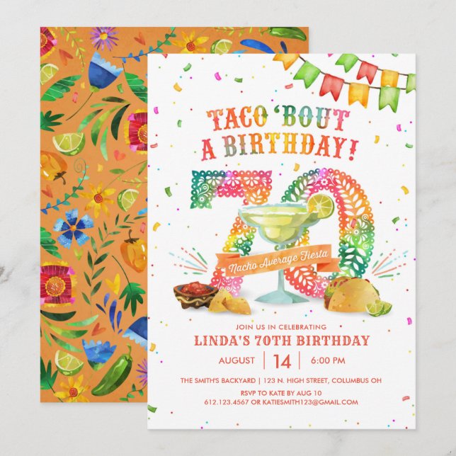 70.ª Invitación a la Fiesta de Cumpleaños (Anverso / Reverso)