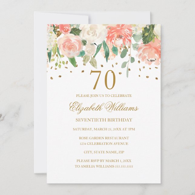 70.ª Invitación a la Floral de Oro de Cumpleaños (Anverso)
