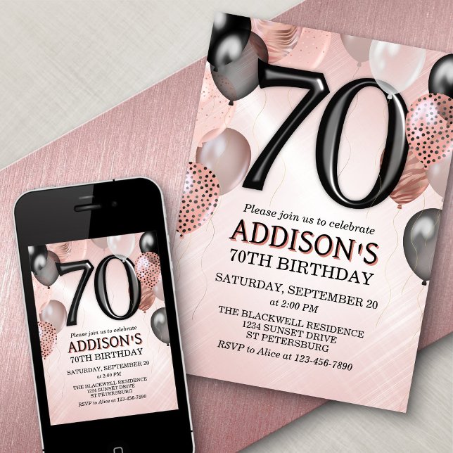 70.ª invitación a los globos Rosas de oro (Subido por el creador)