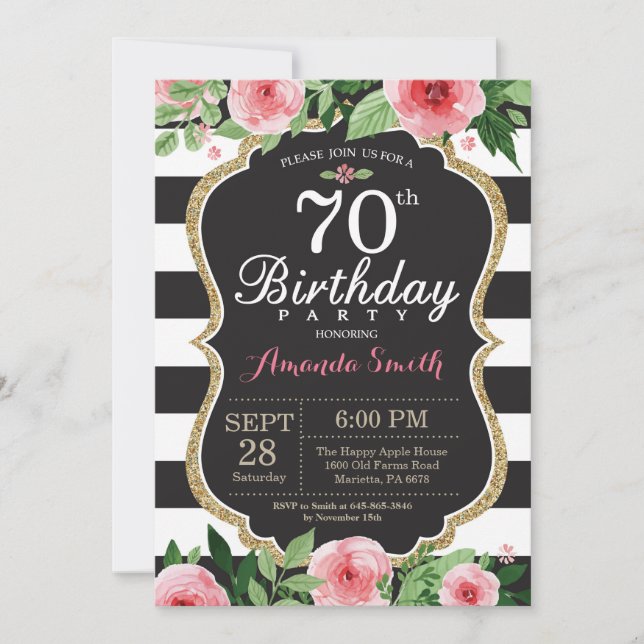 70.ª Invitación a mujeres. Dorado floral negro (Anverso)