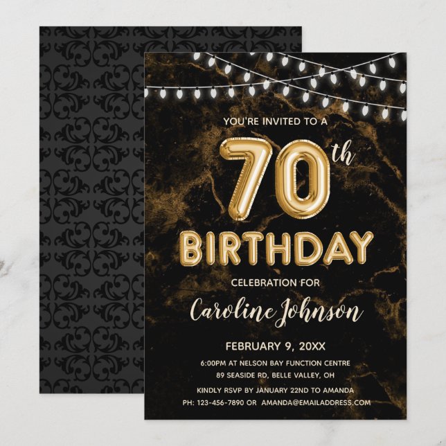 70.ª invitación de cumpleaños a los globos de oro (Anverso / Reverso)