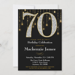 70.ª invitación de cumpleaños Diamantes de oro neg
